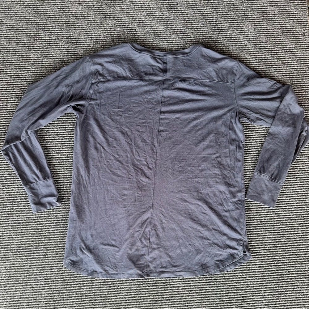 LL Bean Womens Charcoal Gray Long Sleeve Cotton Modal Crewneck Top Size M 514114